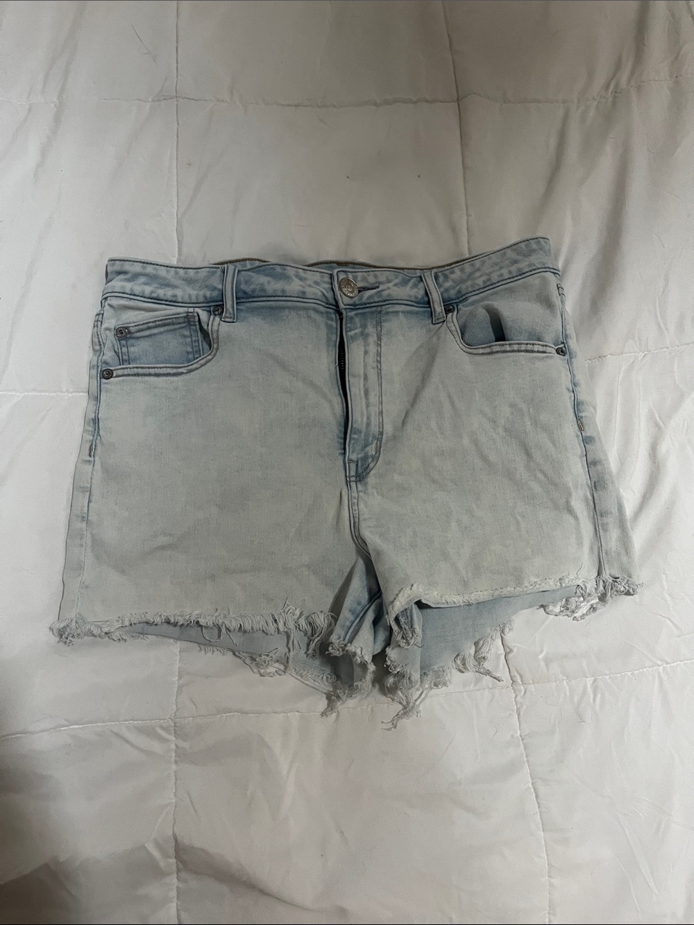 American Eagle Outfitters Light Blue Distressed Denim Shorts